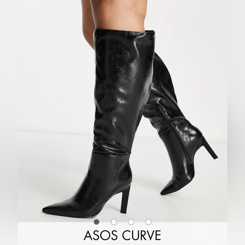 ASOS DESIGN Curve Cancun knee high boots in black -  US 7